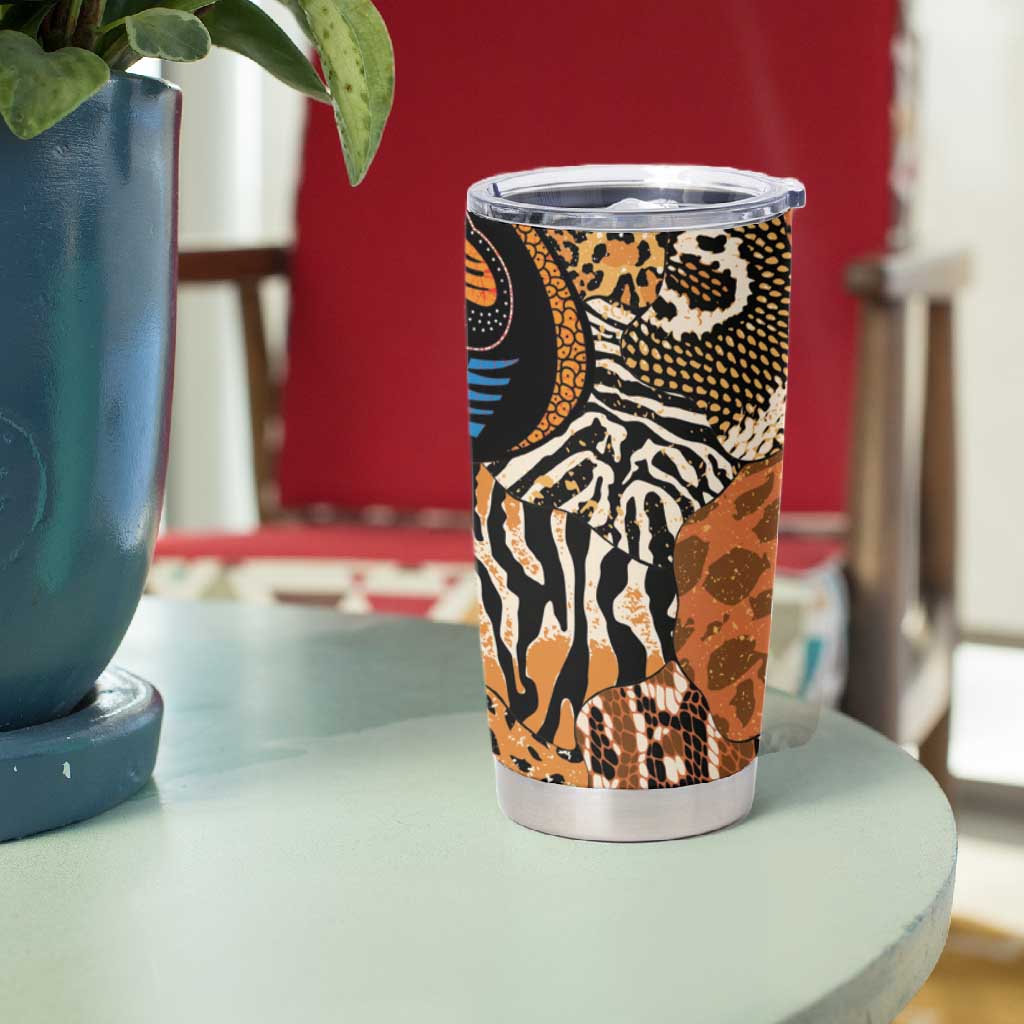 African Ankara Motifs Mixed Animal Skins Tumbler Cup LT9