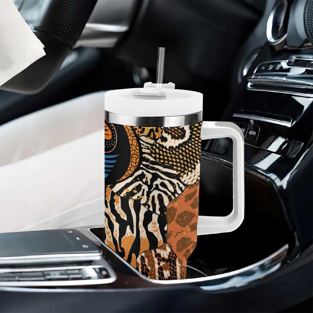 African Ankara Motifs Mixed Animal Skins Tumbler With Handle LT9