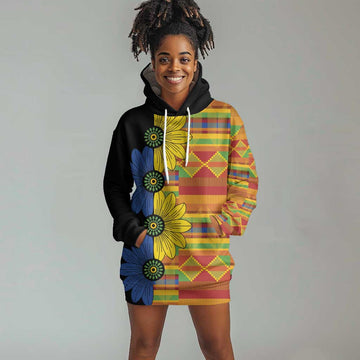 African Ethnic Kitenge Ankara Style Hoodie Dress LT9