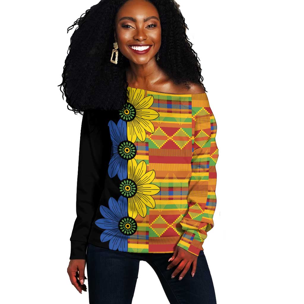 African Ethnic Kitenge Ankara Style Off Shoulder Sweater LT9