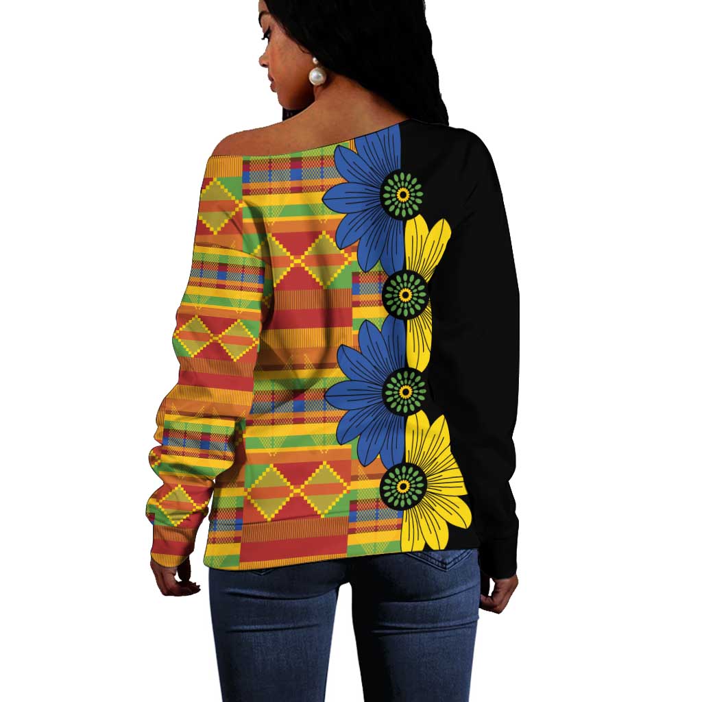African Ethnic Kitenge Ankara Style Off Shoulder Sweater LT9