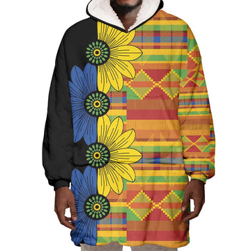 African Ethnic Kitenge Ankara Style Wearable Blanket Hoodie LT9