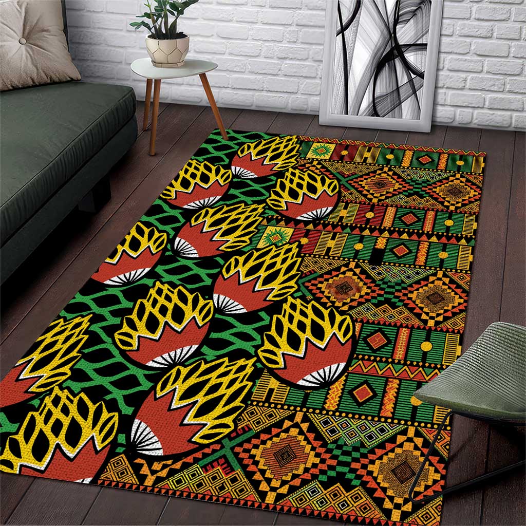 African Tribal Geometric Mixed Kanga Pattern Area Rug LT9