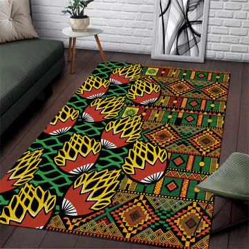 African Tribal Geometric Mixed Kanga Pattern Area Rug LT9