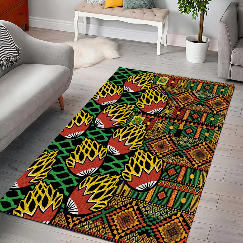 African Tribal Geometric Mixed Kanga Pattern Area Rug LT9