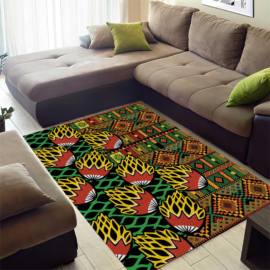 African Tribal Geometric Mixed Kanga Pattern Area Rug LT9