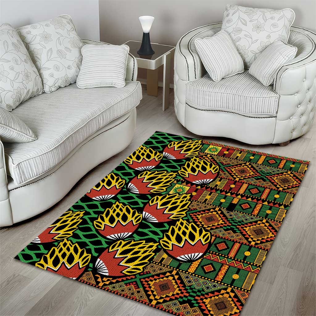 African Tribal Geometric Mixed Kanga Pattern Area Rug LT9