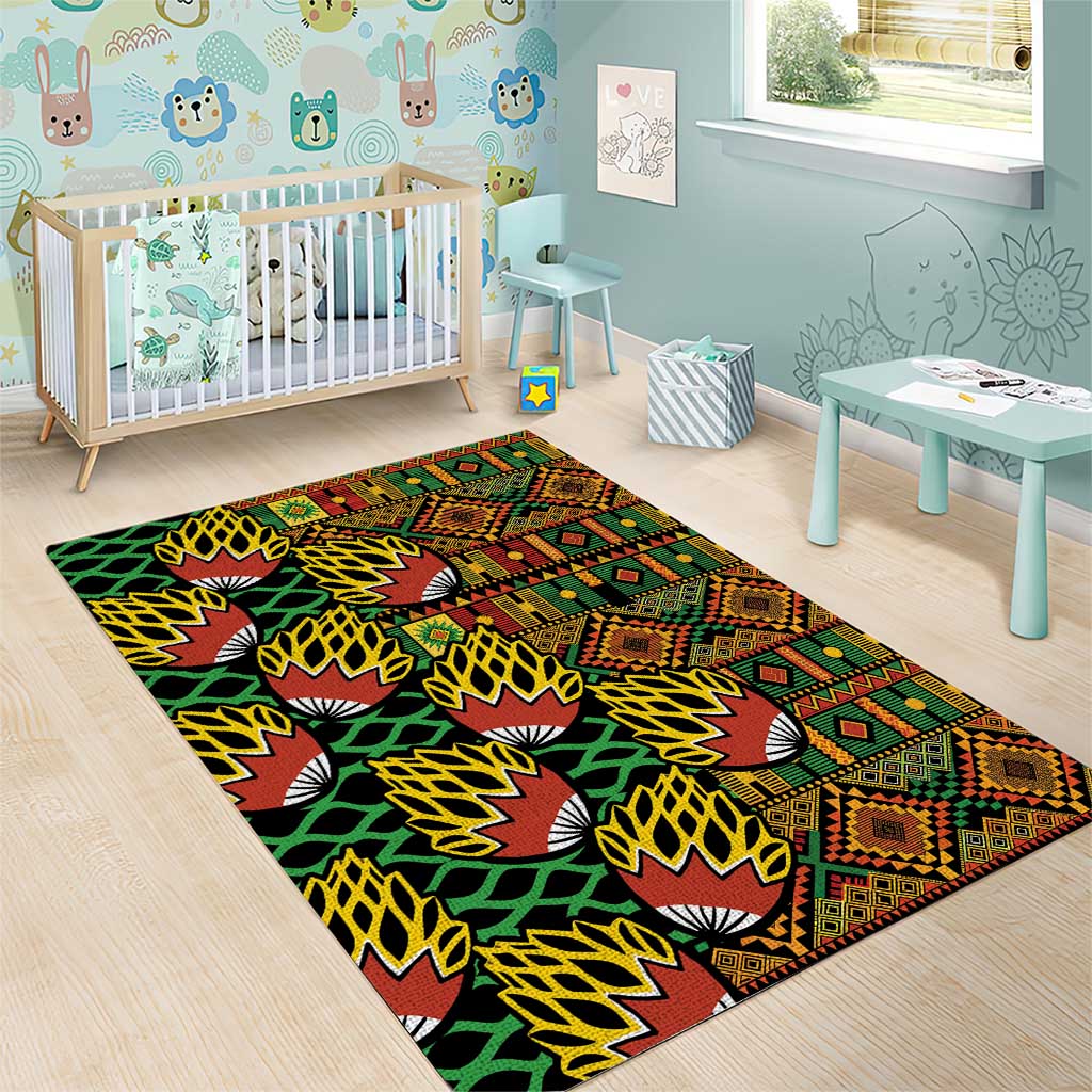 African Tribal Geometric Mixed Kanga Pattern Area Rug LT9