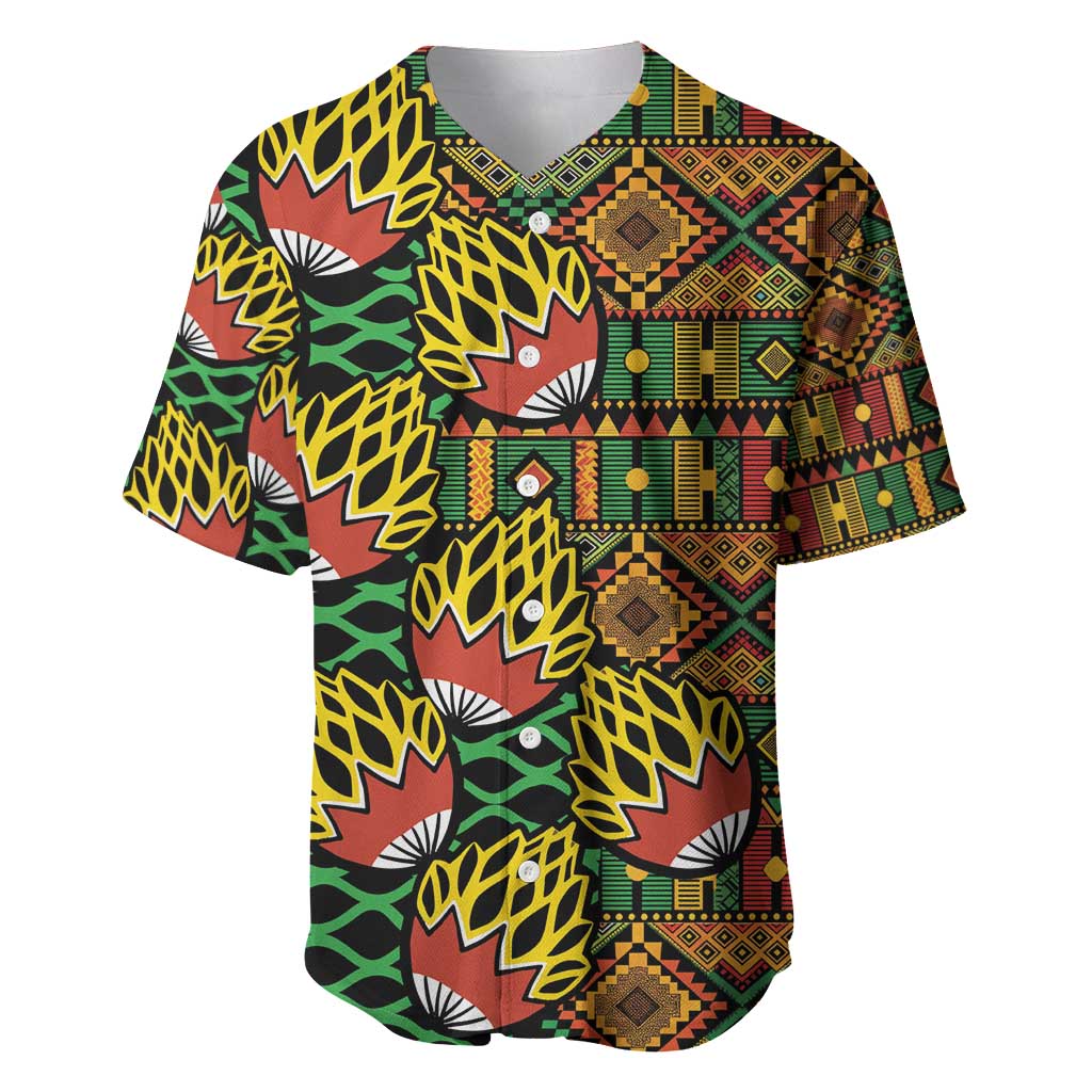 African Tribal Geometric Mixed Kanga Pattern Baseball Jersey LT9