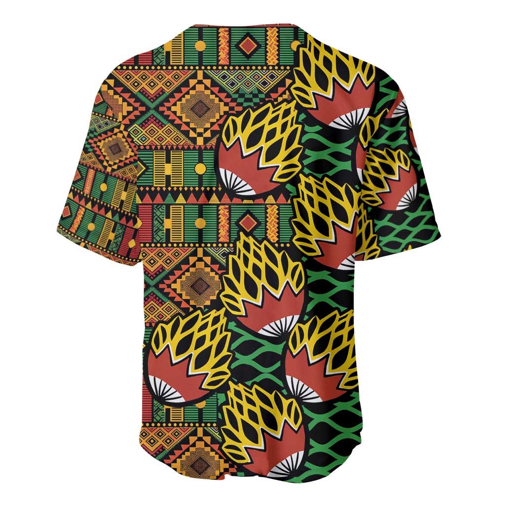 African Tribal Geometric Mixed Kanga Pattern Baseball Jersey LT9