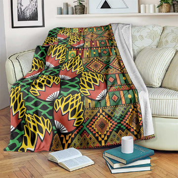 African Tribal Geometric Mixed Kanga Pattern Blanket LT9