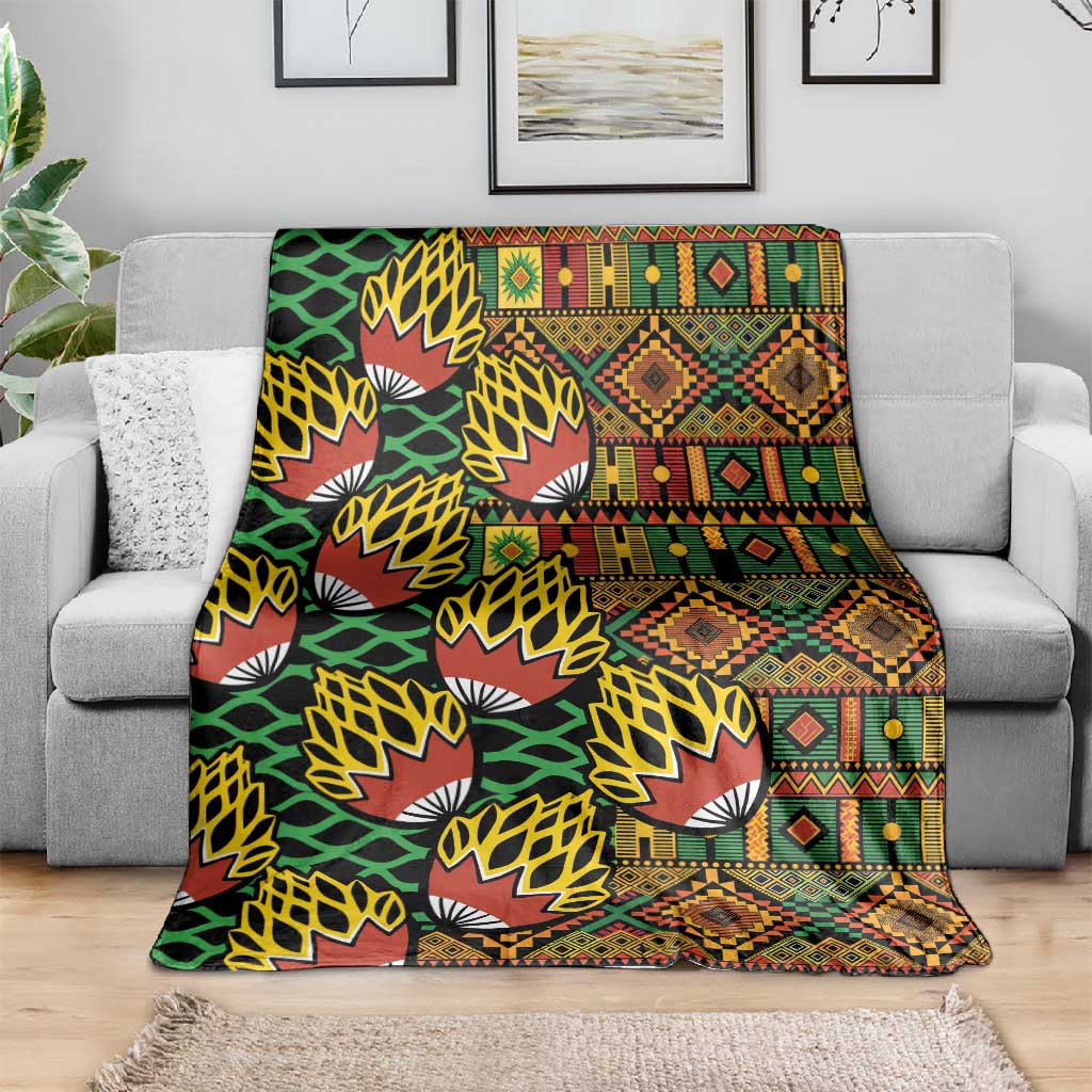 African Tribal Geometric Mixed Kanga Pattern Blanket LT9
