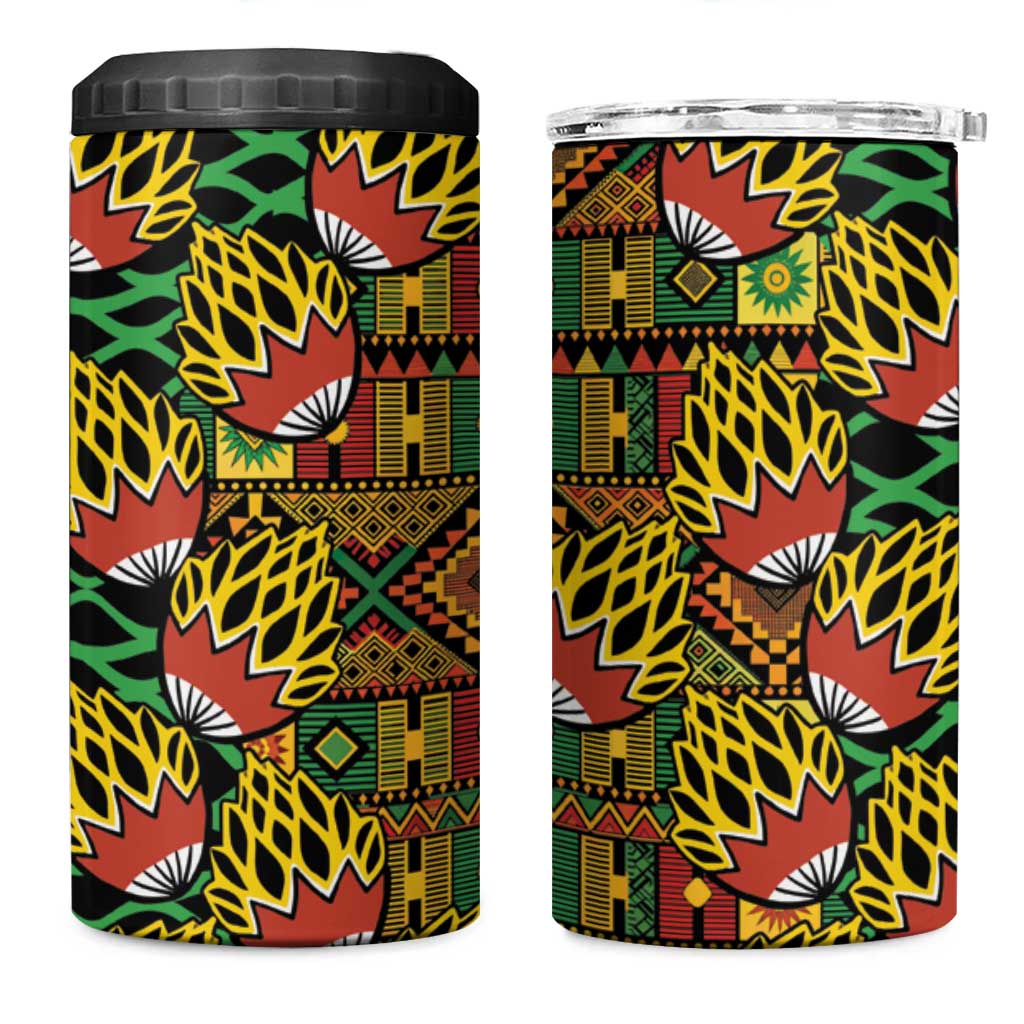 African Tribal Geometric Mixed Kanga Pattern 4 in 1 Can Cooler Tumbler LT9
