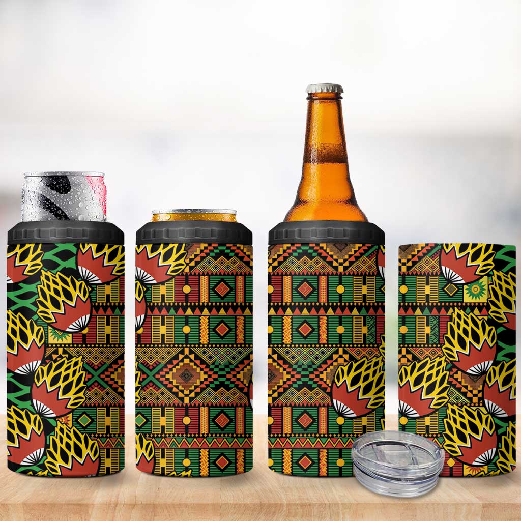 African Tribal Geometric Mixed Kanga Pattern 4 in 1 Can Cooler Tumbler LT9