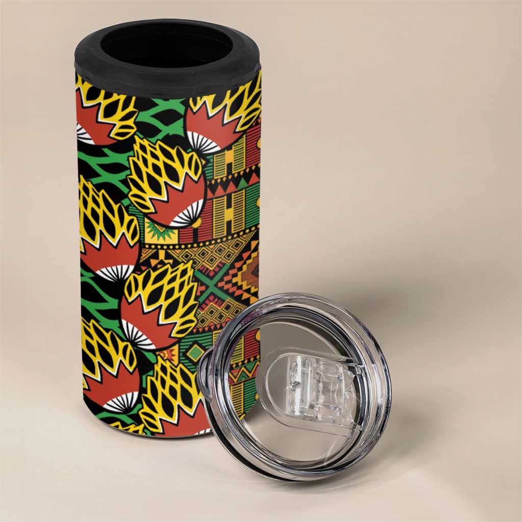 African Tribal Geometric Mixed Kanga Pattern 4 in 1 Can Cooler Tumbler LT9