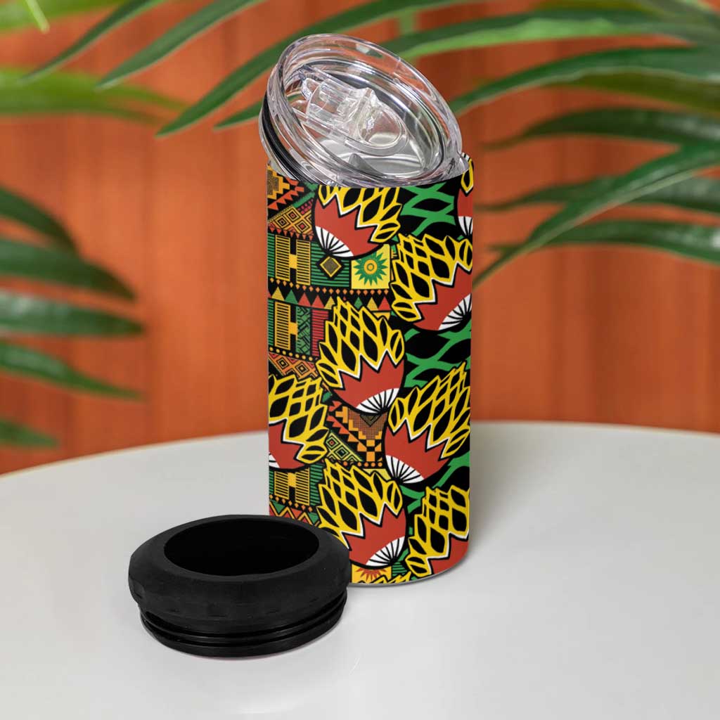 African Tribal Geometric Mixed Kanga Pattern 4 in 1 Can Cooler Tumbler LT9