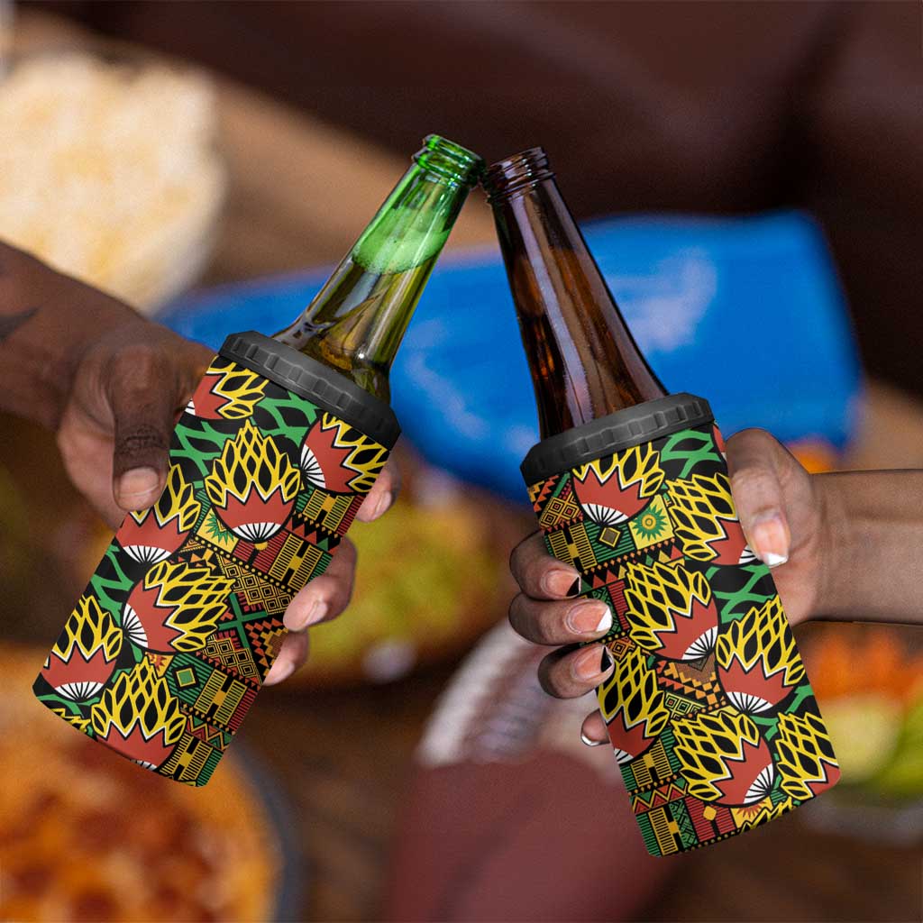 African Tribal Geometric Mixed Kanga Pattern 4 in 1 Can Cooler Tumbler LT9
