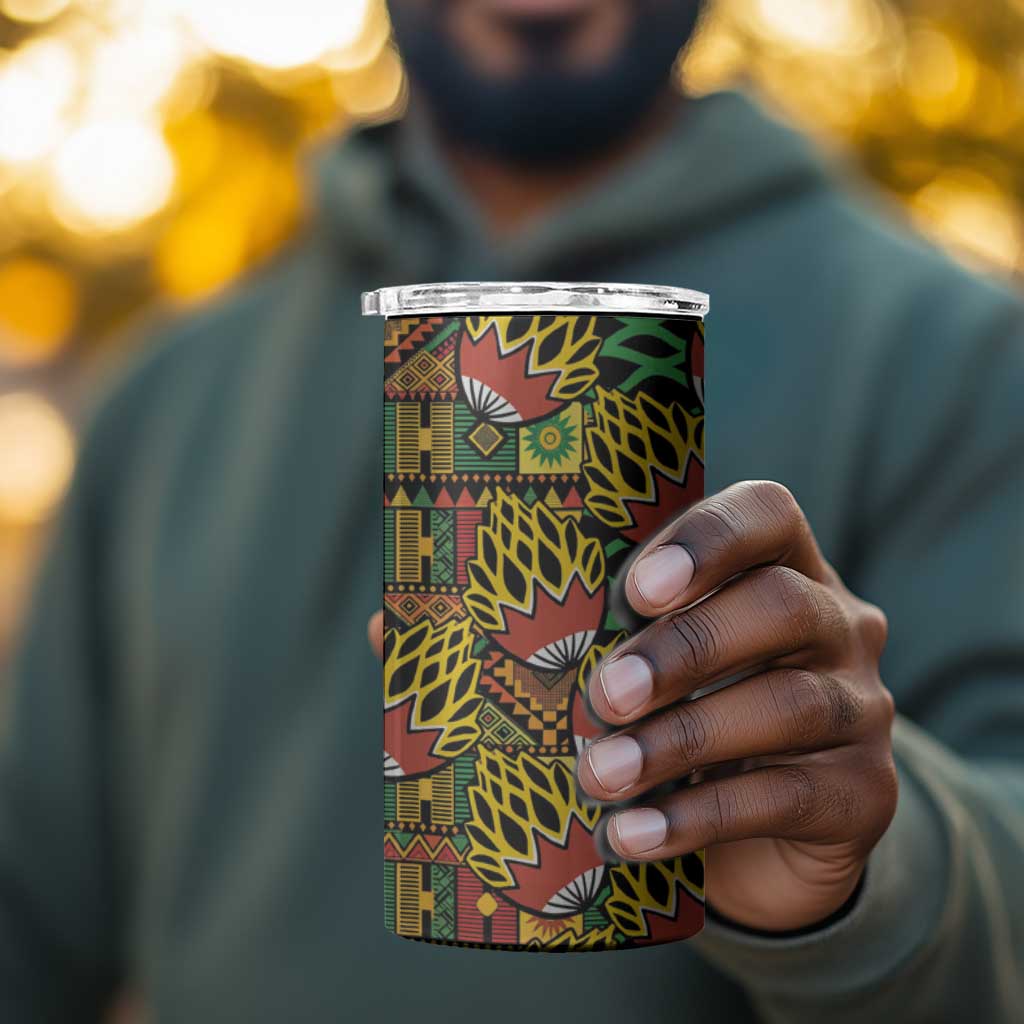 African Tribal Geometric Mixed Kanga Pattern 4 in 1 Can Cooler Tumbler LT9