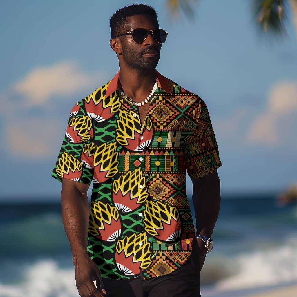 African Tribal Geometric Mixed Kanga Pattern Hawaiian Shirt LT9