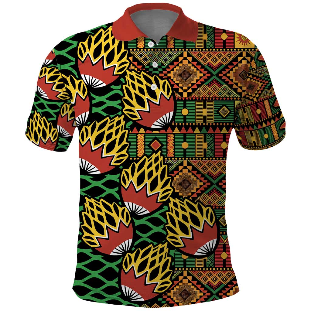 African Tribal Geometric Mixed Kanga Pattern Polo Shirt LT9
