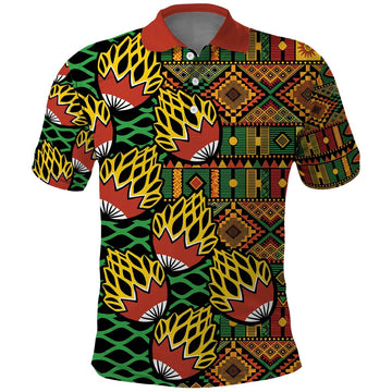 African Tribal Geometric Mixed Kanga Pattern Polo Shirt LT9