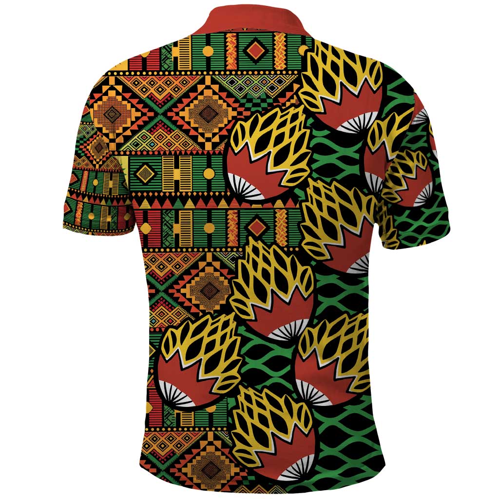 African Tribal Geometric Mixed Kanga Pattern Polo Shirt LT9
