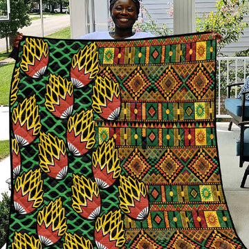 African Tribal Geometric Mixed Kanga Pattern Quilt LT9