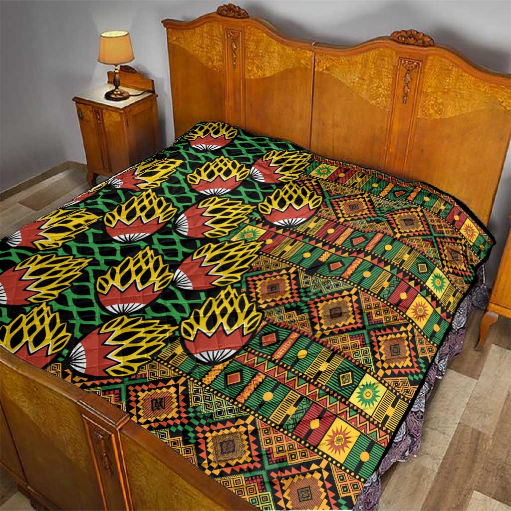 African Tribal Geometric Mixed Kanga Pattern Quilt LT9