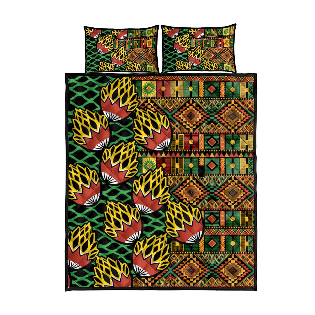 African Tribal Geometric Mixed Kanga Pattern Quilt Bed Set LT9