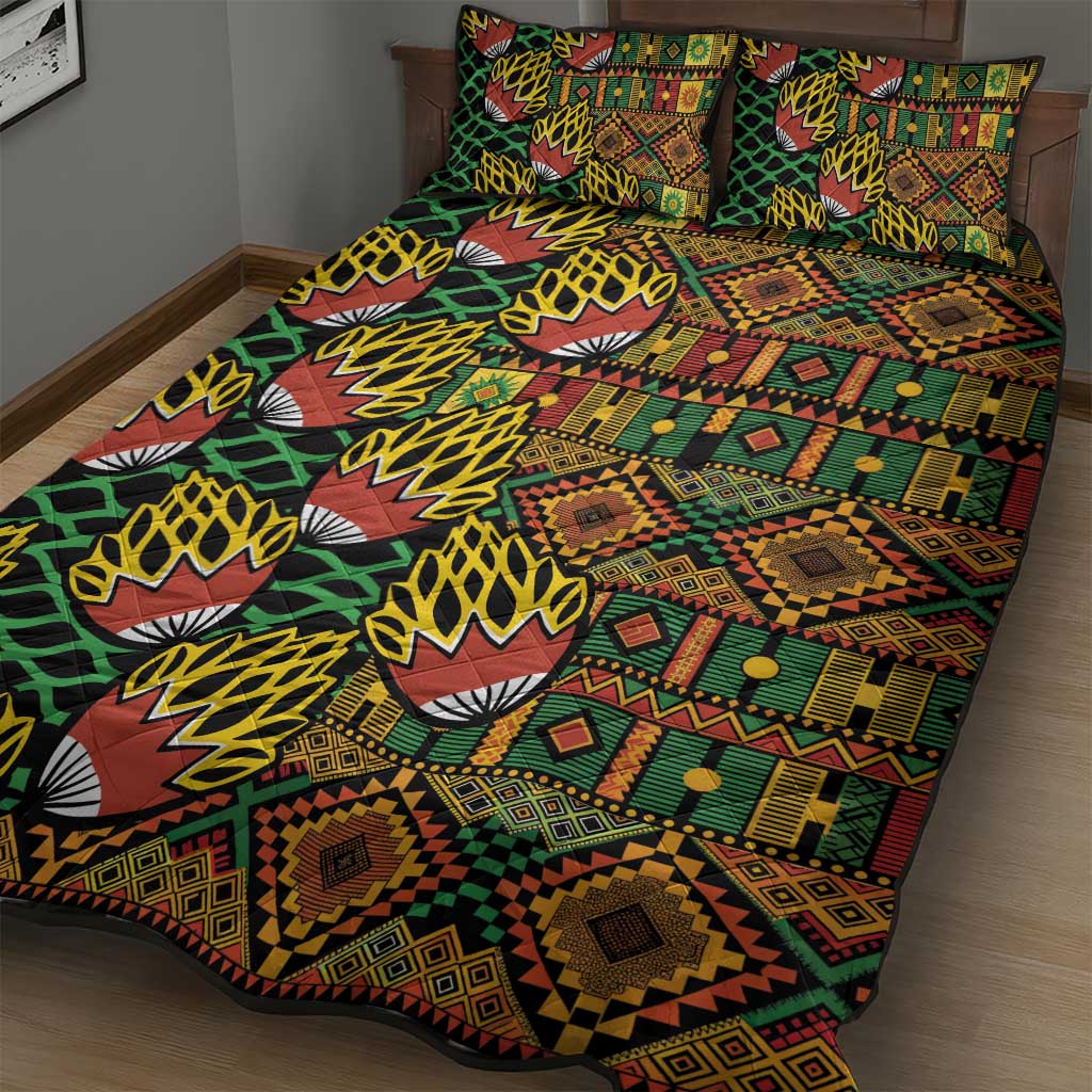 African Tribal Geometric Mixed Kanga Pattern Quilt Bed Set LT9