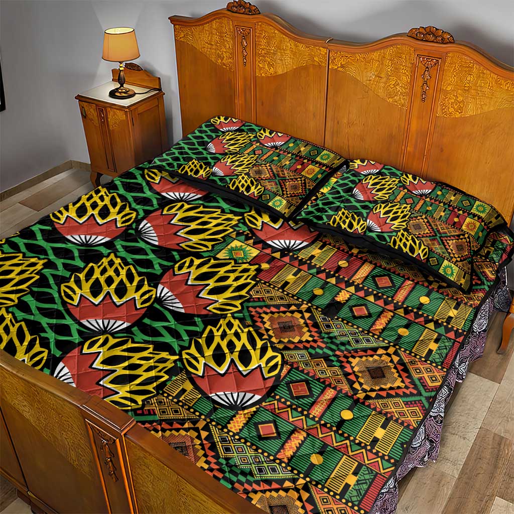African Tribal Geometric Mixed Kanga Pattern Quilt Bed Set LT9
