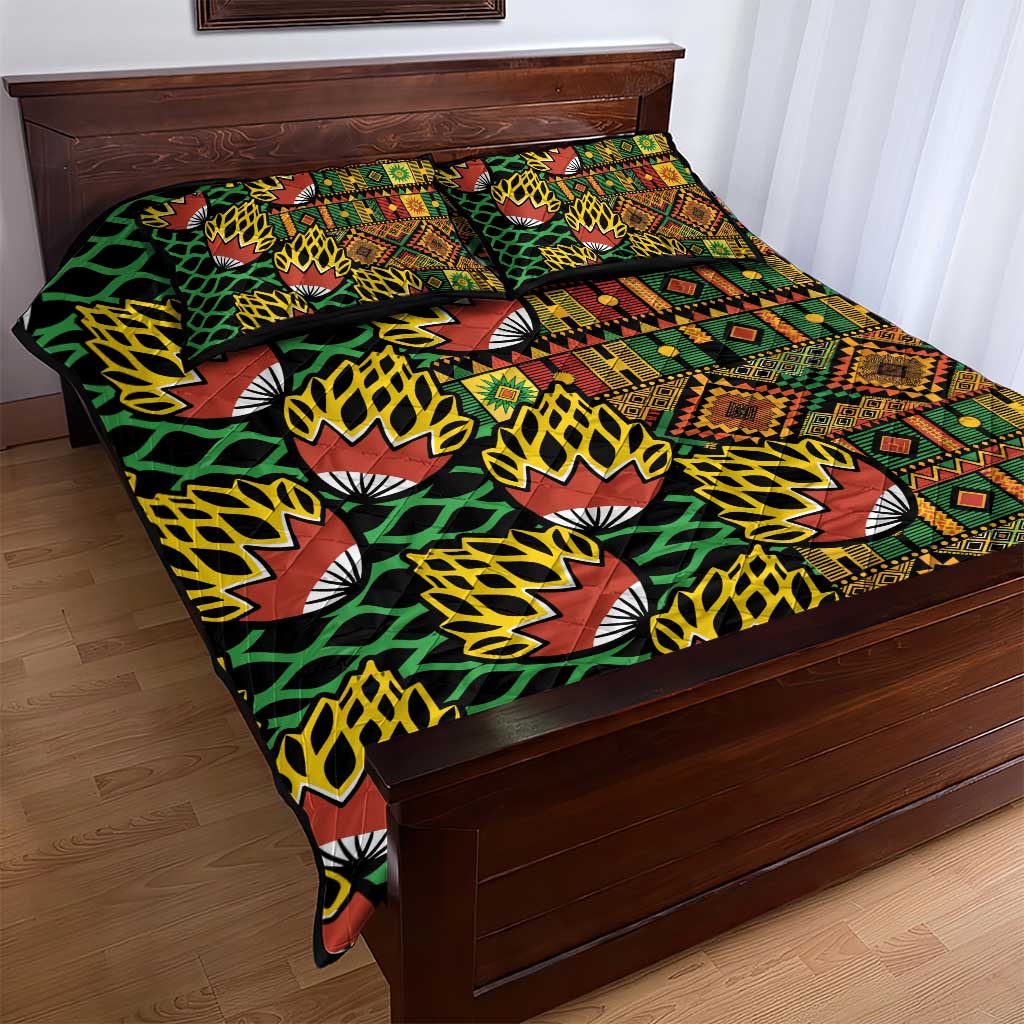 African Tribal Geometric Mixed Kanga Pattern Quilt Bed Set LT9