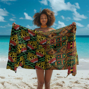 African Tribal Geometric Mixed Kanga Pattern Sarong LT9