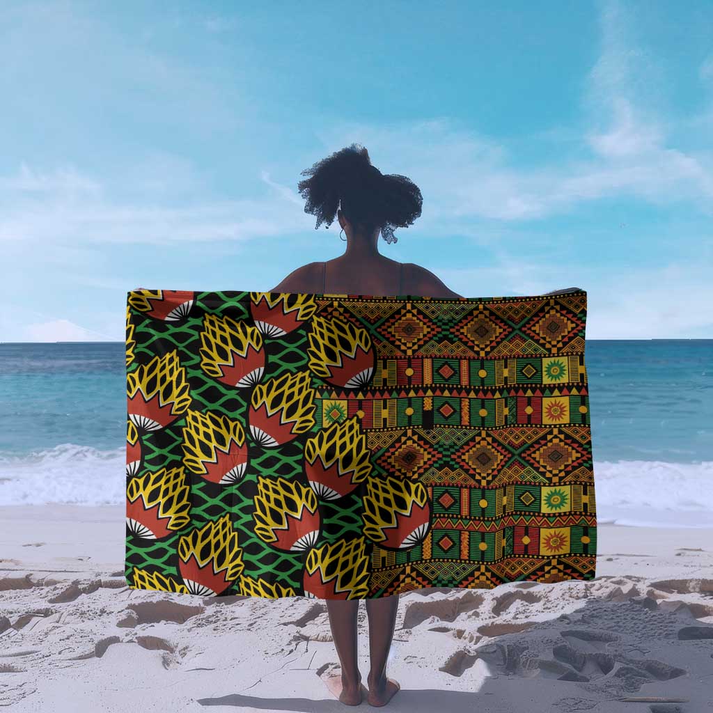 African Tribal Geometric Mixed Kanga Pattern Sarong LT9
