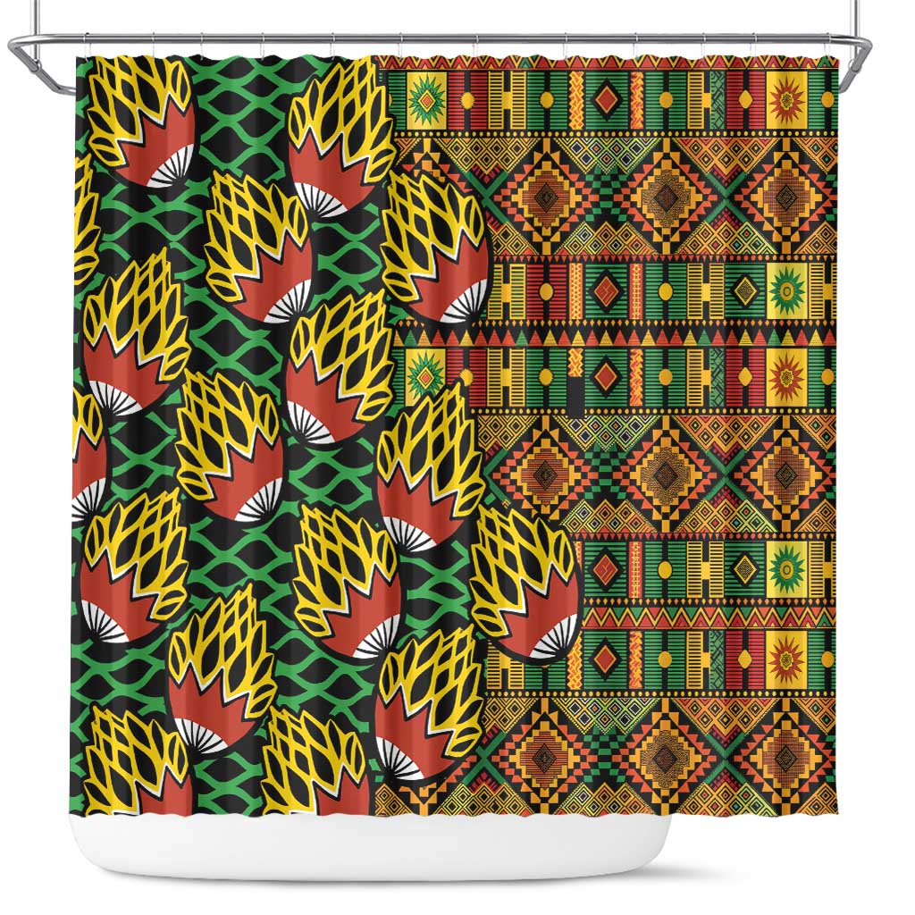 African Tribal Geometric Mixed Kanga Pattern Shower Curtain LT9