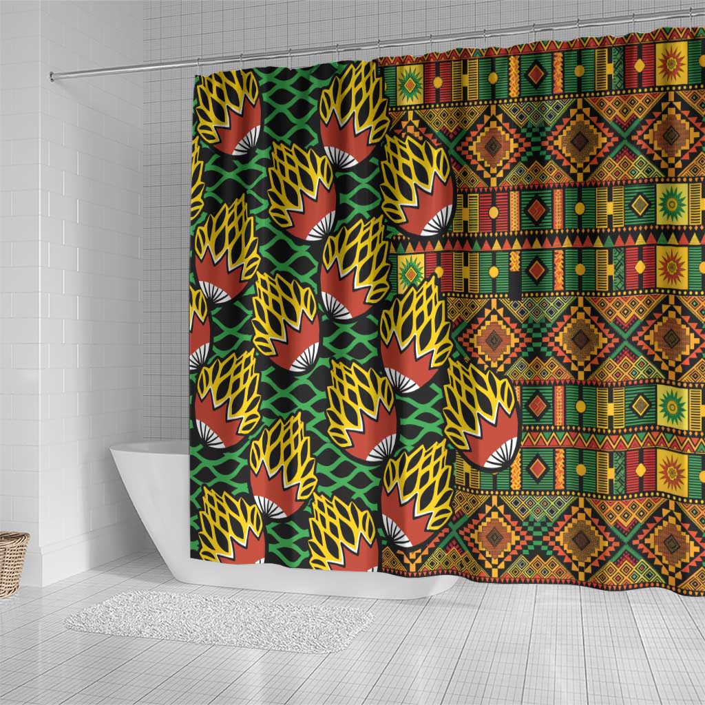 African Tribal Geometric Mixed Kanga Pattern Shower Curtain LT9