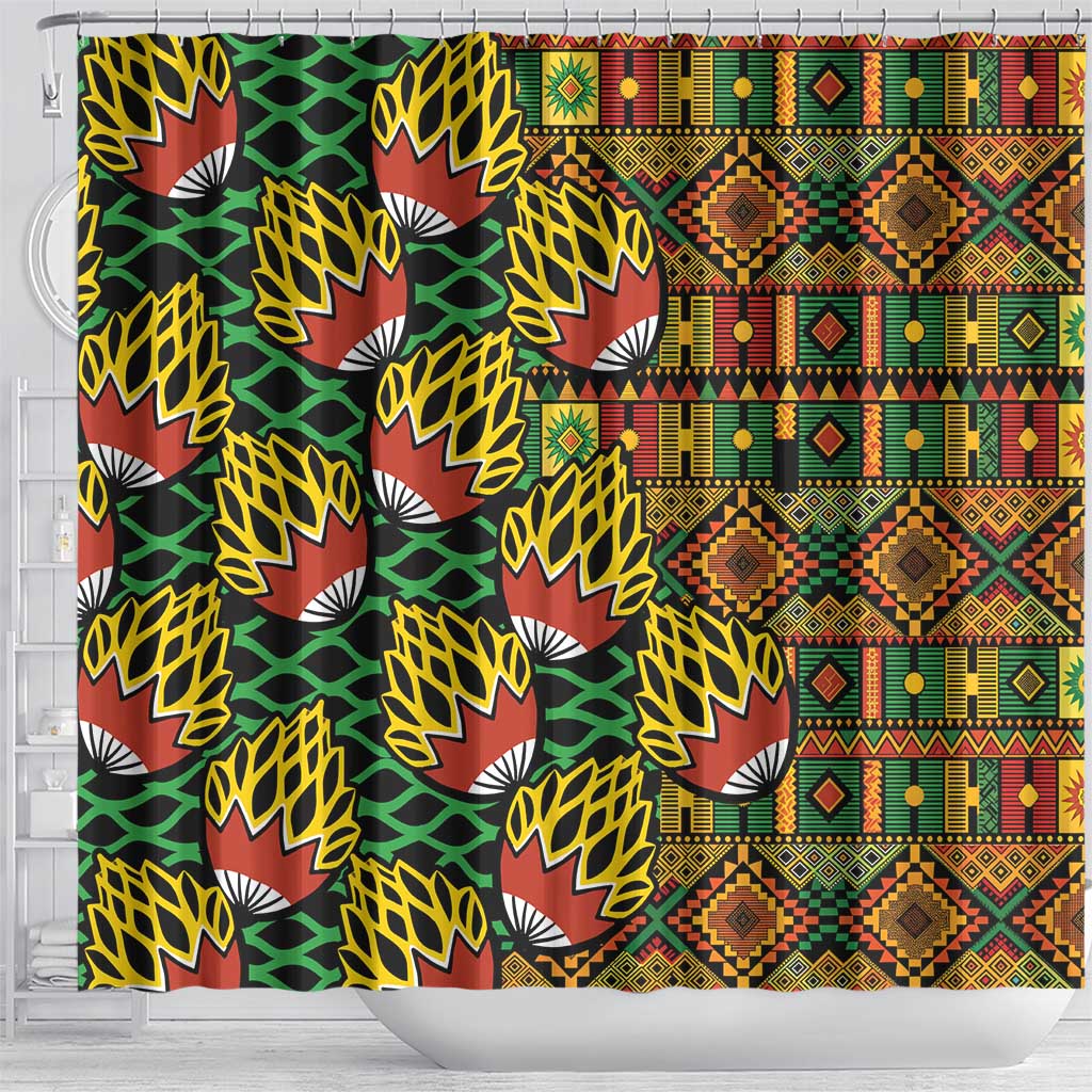 African Tribal Geometric Mixed Kanga Pattern Shower Curtain LT9