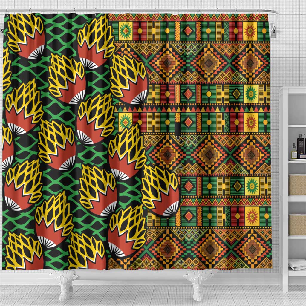 African Tribal Geometric Mixed Kanga Pattern Shower Curtain LT9
