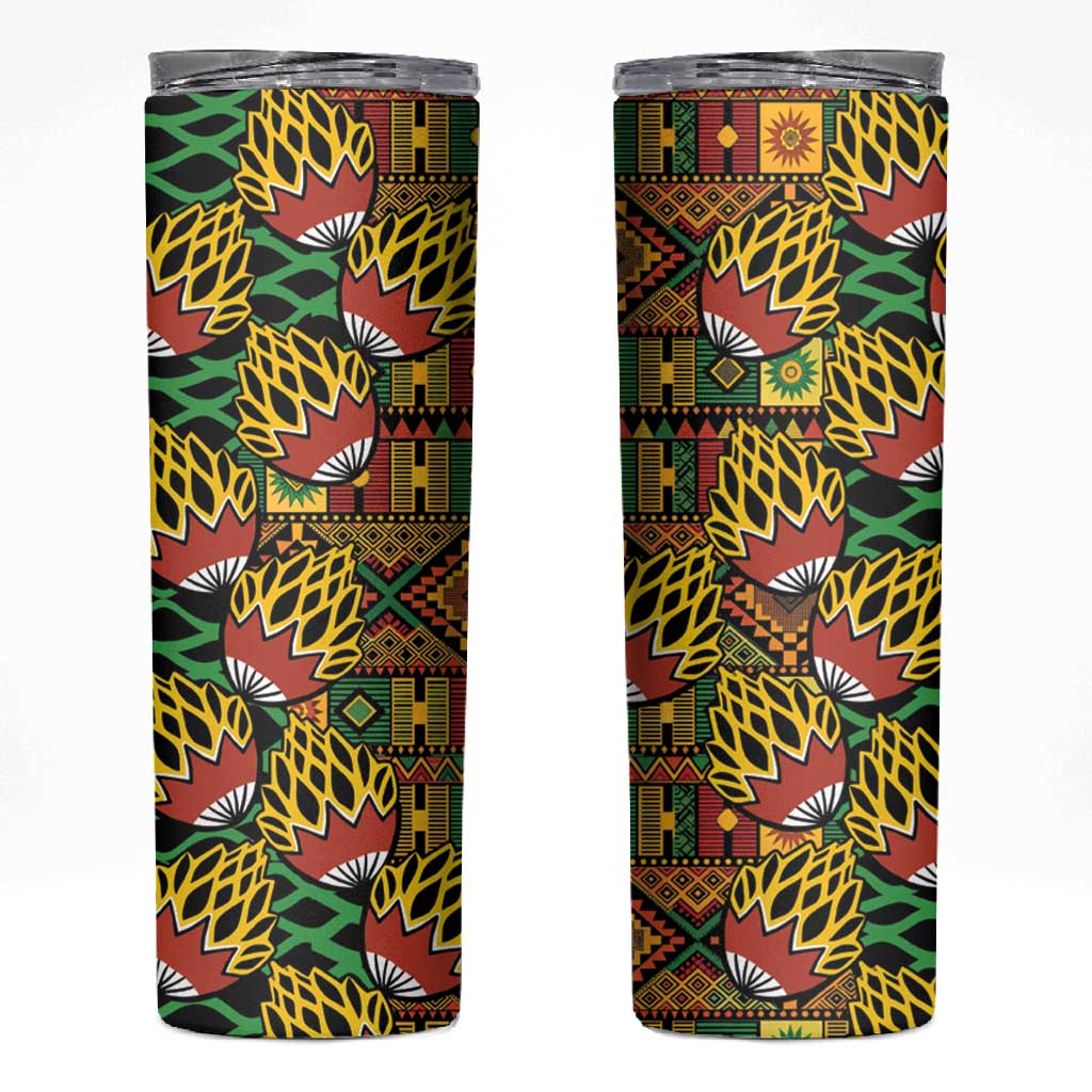 African Tribal Geometric Mixed Kanga Pattern Skinny Tumbler LT9