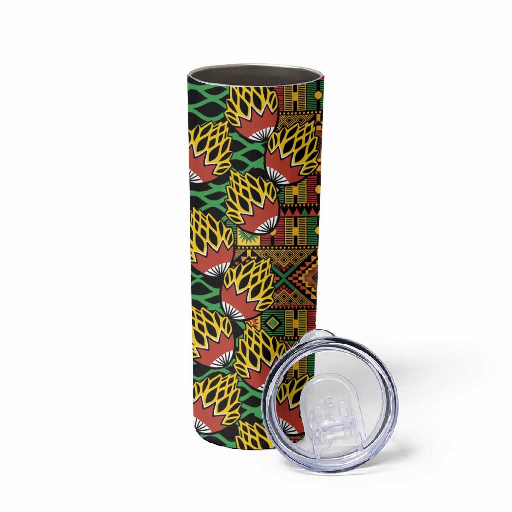 African Tribal Geometric Mixed Kanga Pattern Skinny Tumbler LT9