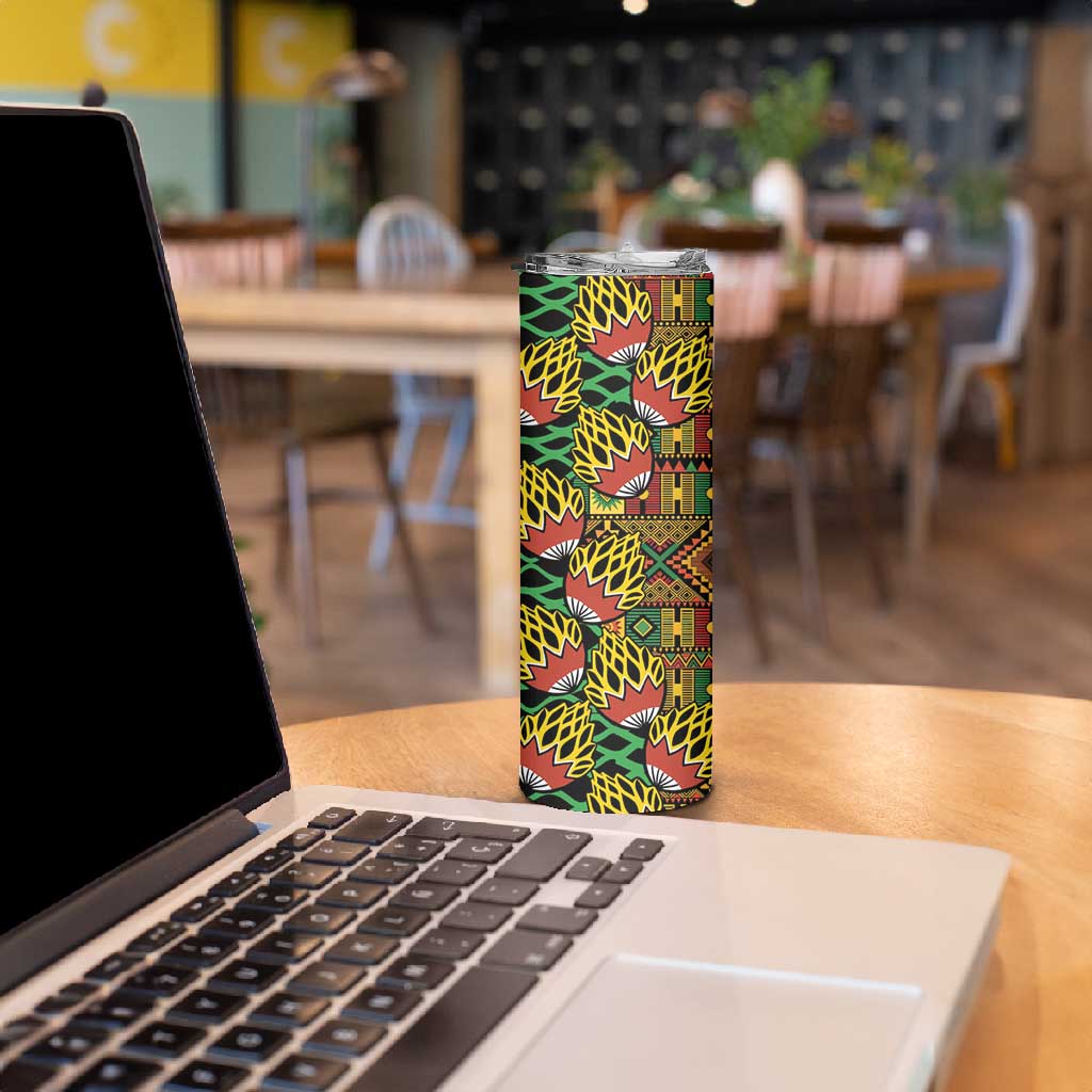 African Tribal Geometric Mixed Kanga Pattern Skinny Tumbler LT9