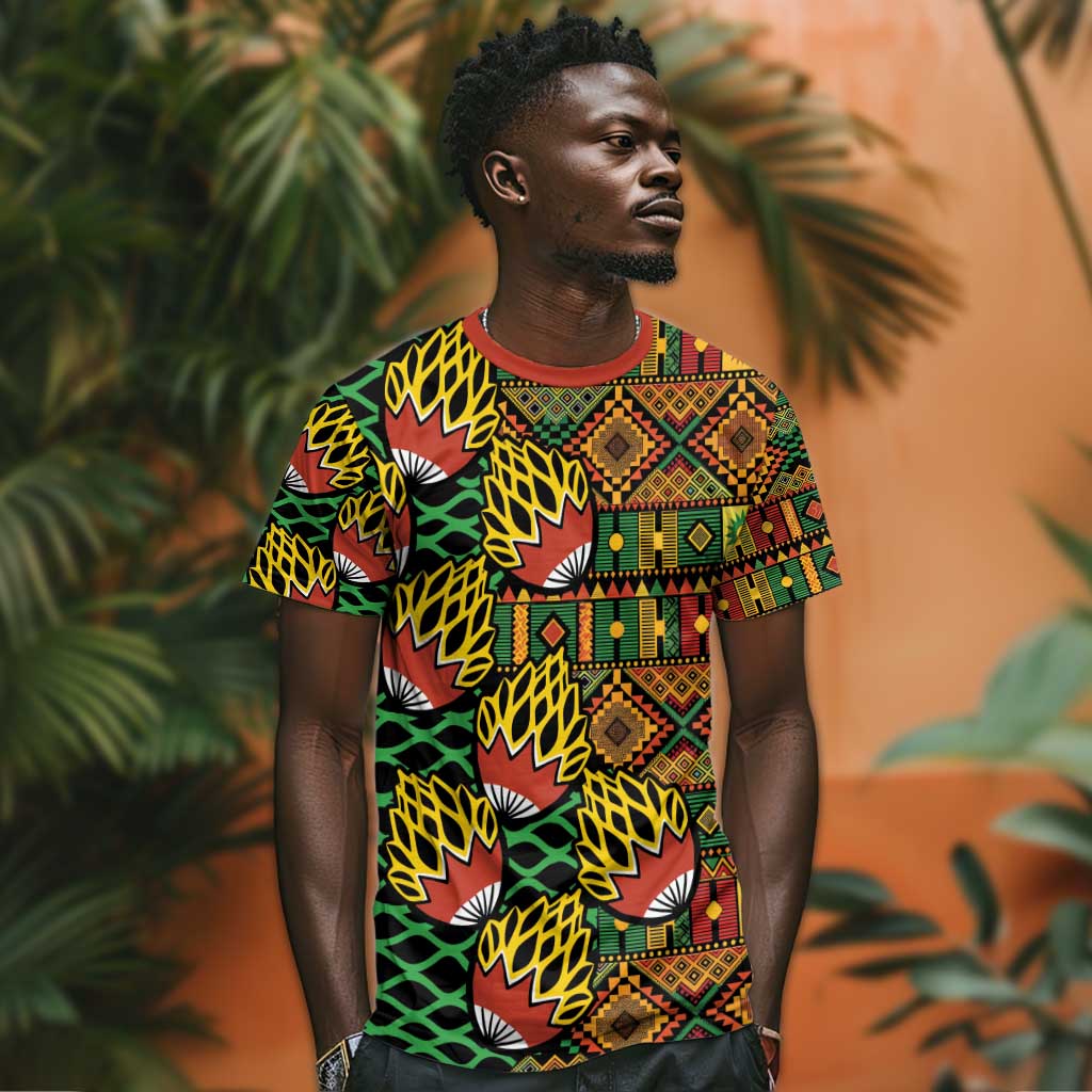 African Tribal Geometric Mixed Kanga Pattern T shirt LT9