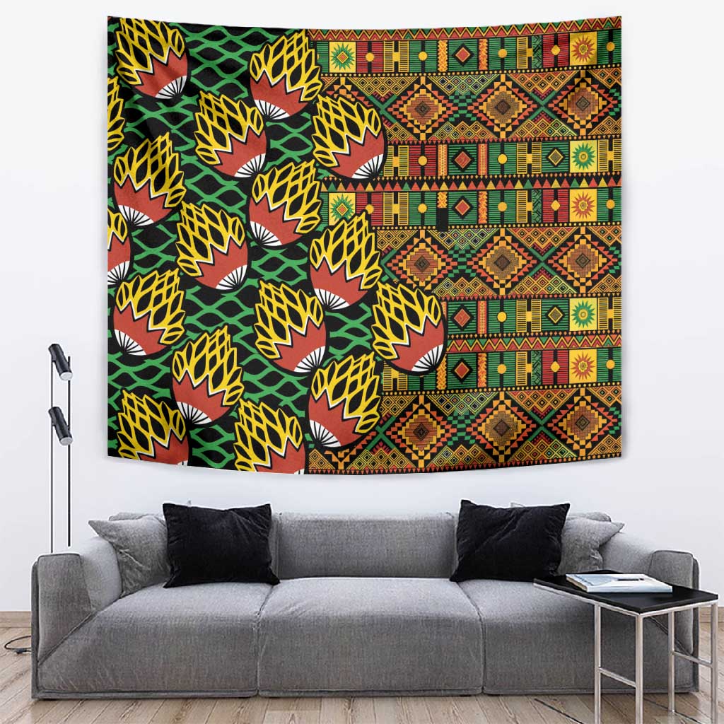 African Tribal Geometric Mixed Kanga Pattern Tapestry LT9