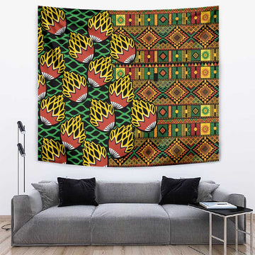 African Tribal Geometric Mixed Kanga Pattern Tapestry LT9