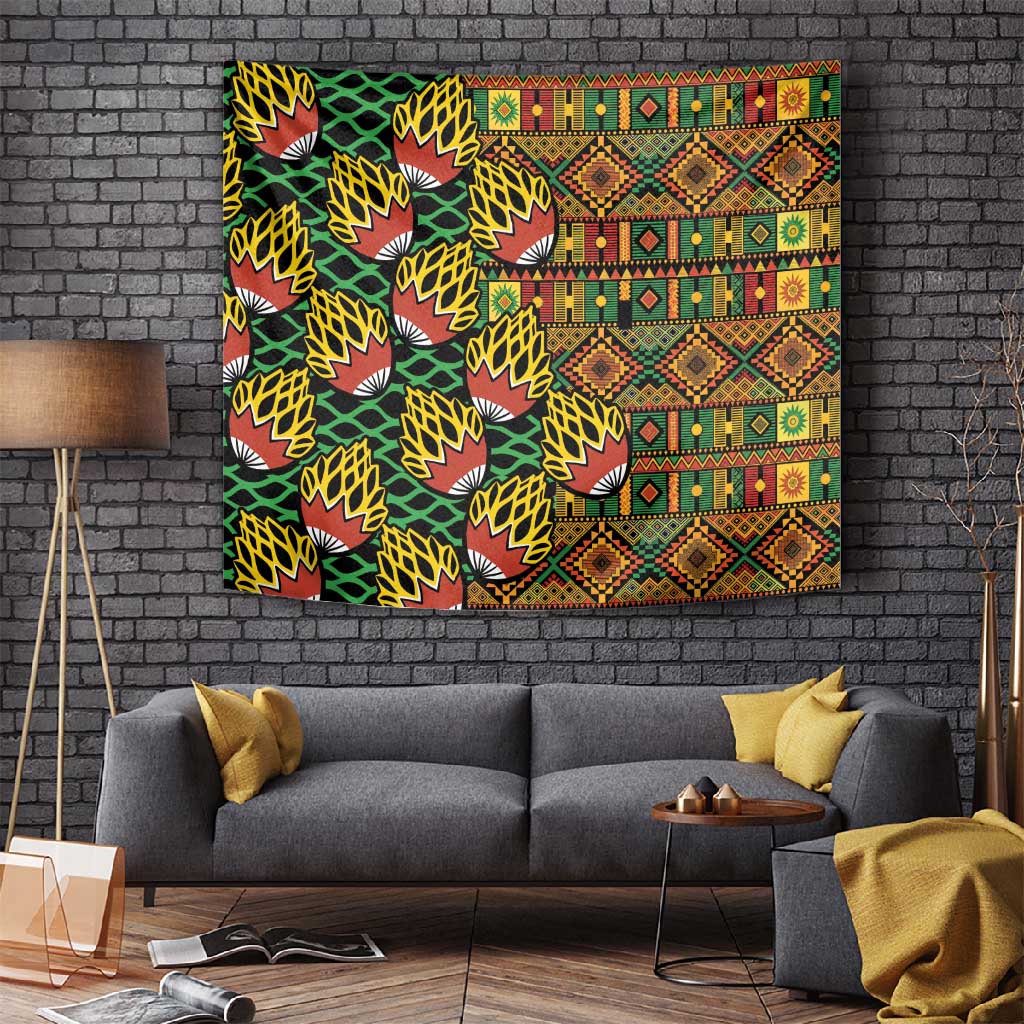 African Tribal Geometric Mixed Kanga Pattern Tapestry LT9