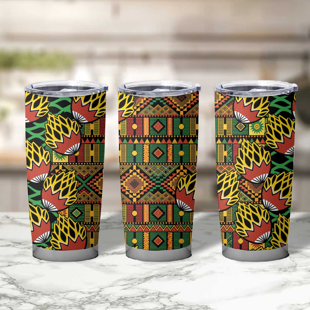African Tribal Geometric Mixed Kanga Pattern Tumbler Cup LT9