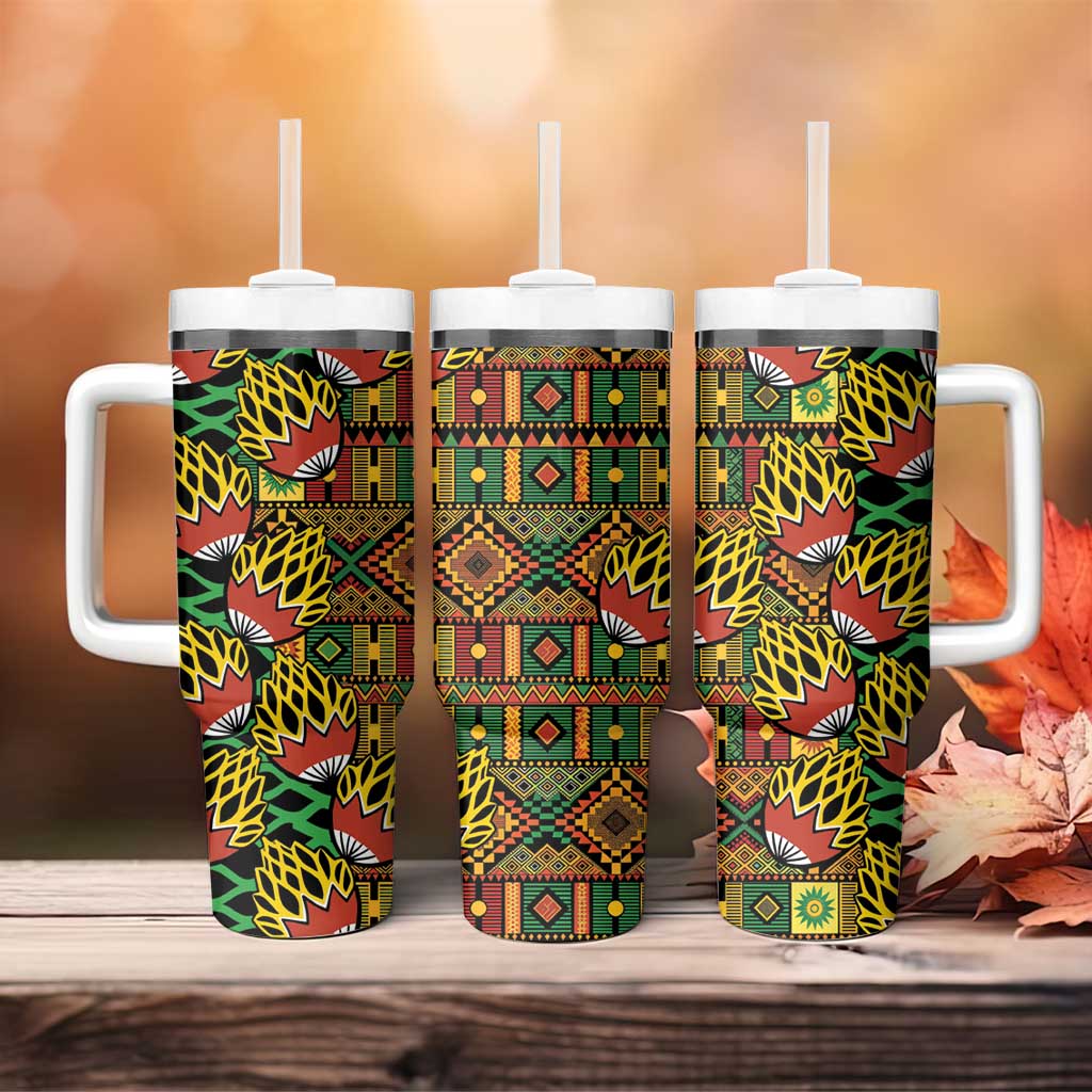 African Tribal Geometric Mixed Kanga Pattern Tumbler With Handle LT9