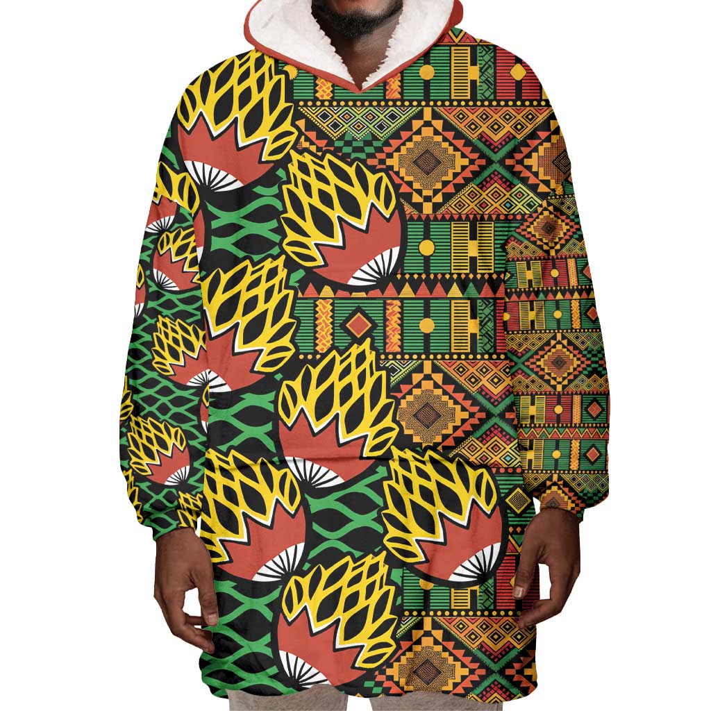 African Tribal Geometric Mixed Kanga Pattern Wearable Blanket Hoodie LT9