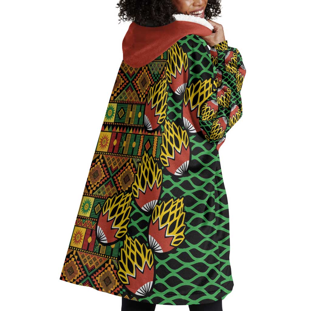 African Tribal Geometric Mixed Kanga Pattern Wearable Blanket Hoodie LT9