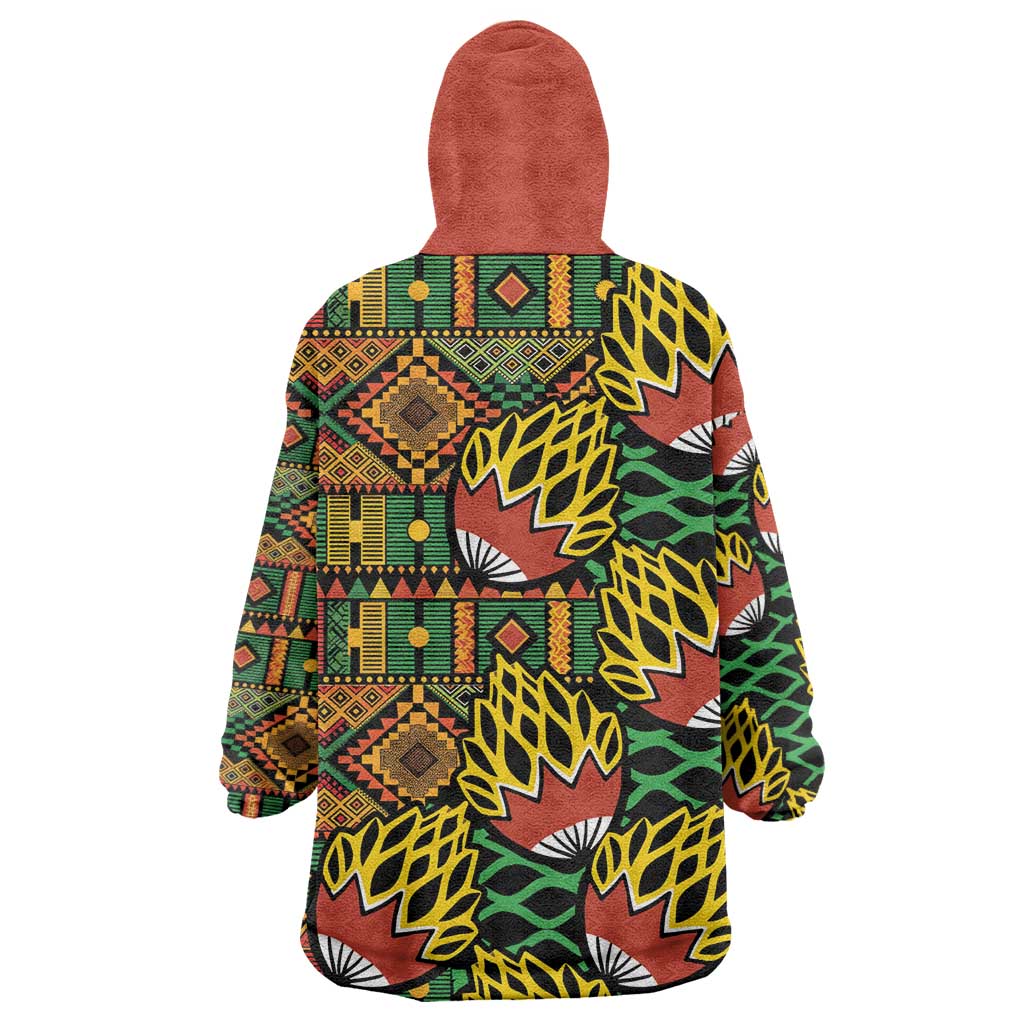 African Tribal Geometric Mixed Kanga Pattern Wearable Blanket Hoodie LT9